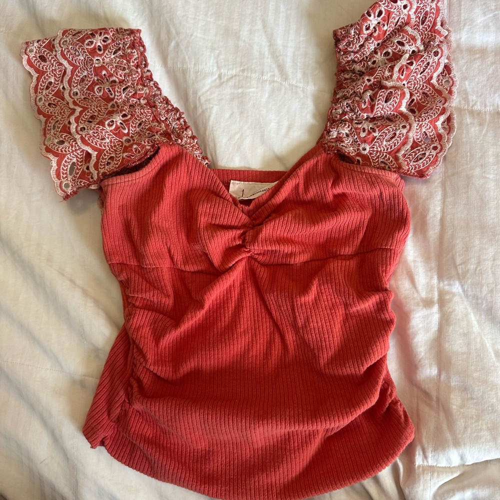 Anthropologie tank with ruffle sleeves
